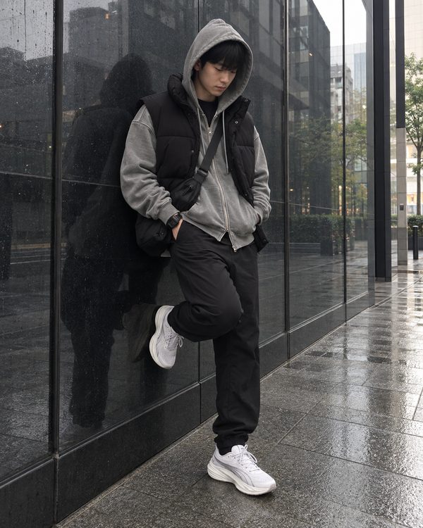 LOOK 2 패딩 베스트에 투웨이 후드집업