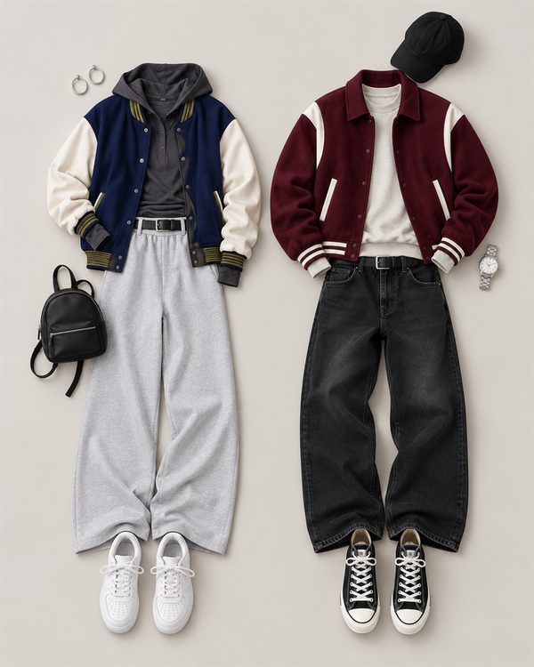 LOOK 1 바시티 자켓 커플